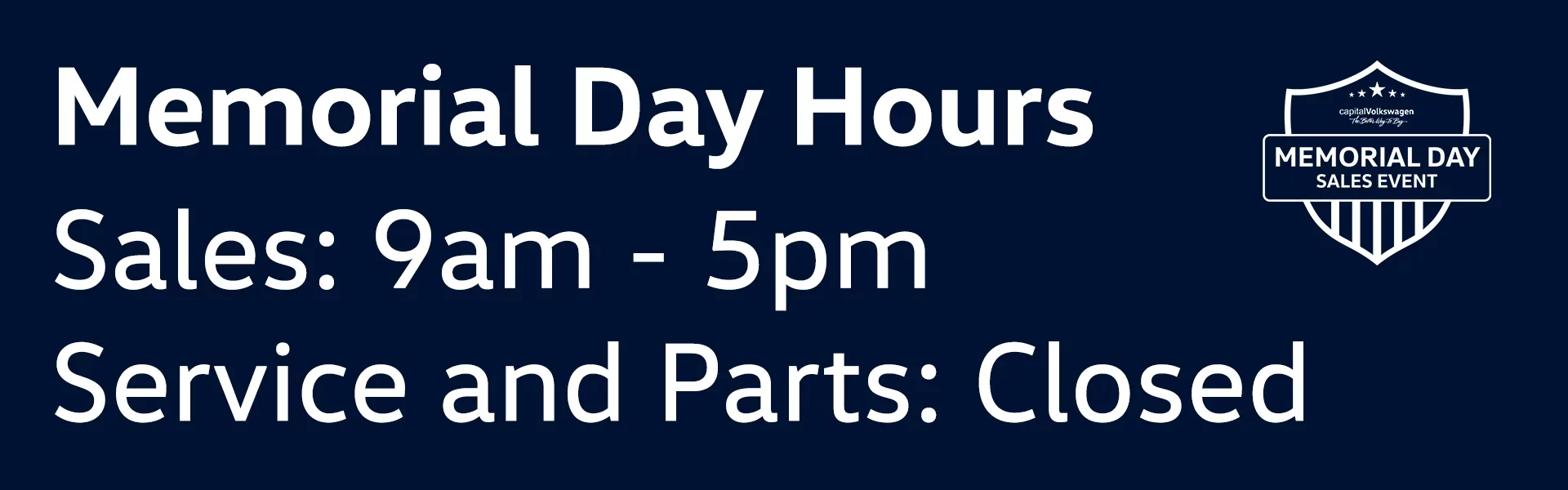 Memorial Day Hours